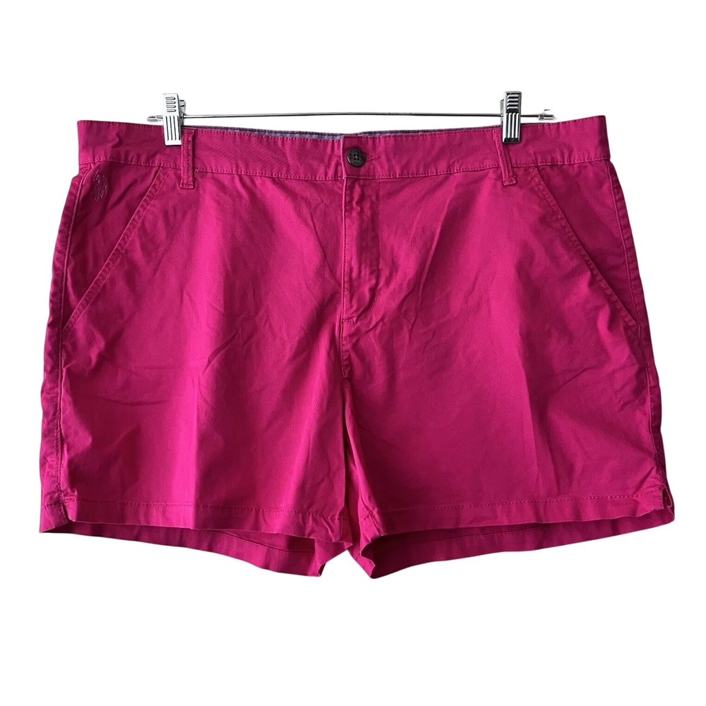 U.S. Polo Assn. Chino Shorts Women Pink Cotton Blend‎ Stretch Size 21